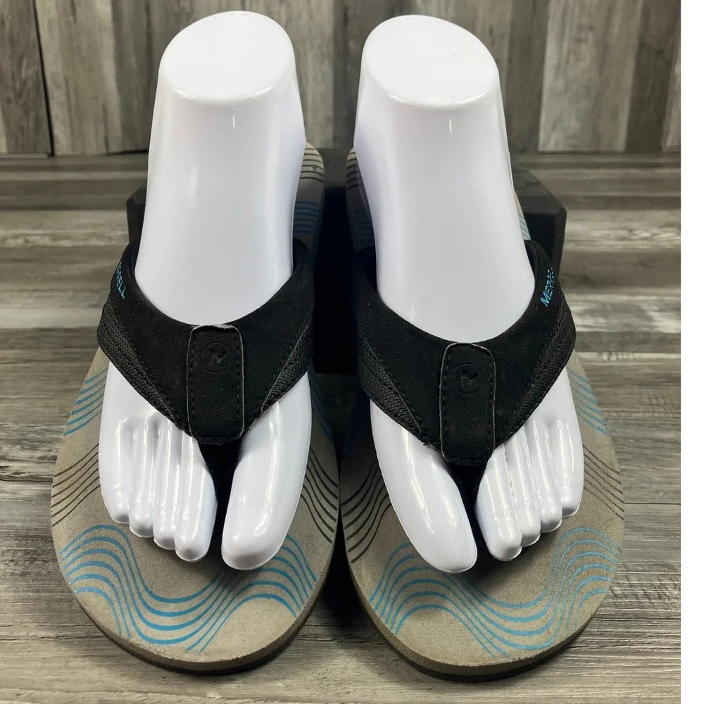 Merrell Womens Black Algiers Blue Performance Thong Sandals J212634C Size 8